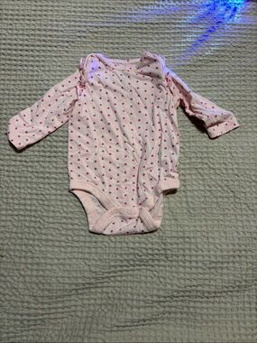 GAP Pink Heart Print Long-Sleeve Baby Bodysuit